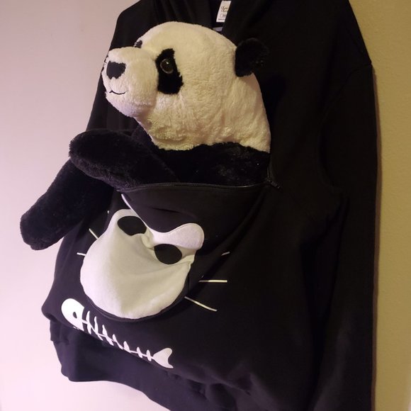 Black Pet Carrier Hoodie Sweatshirt - UNISEX - (IKEA PANDA NOT INCLUDED) - Picture 6 of 7